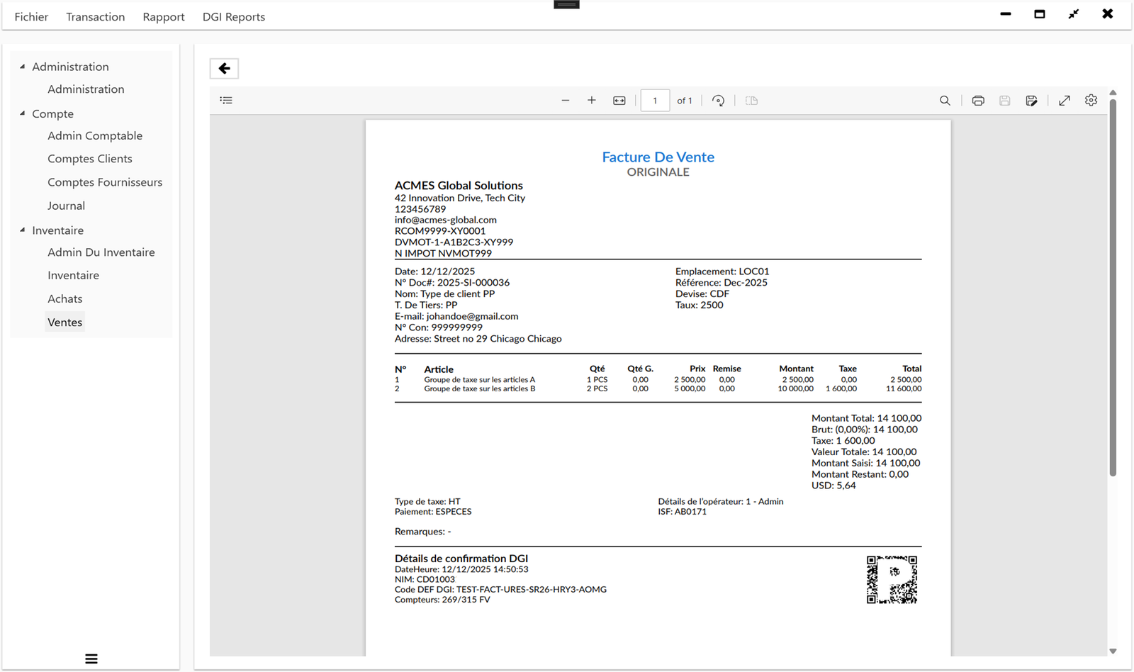 Profit Ease Pro Capture d'écran 10 - ProfitEasePro ERP - DRC Invoice Normalization