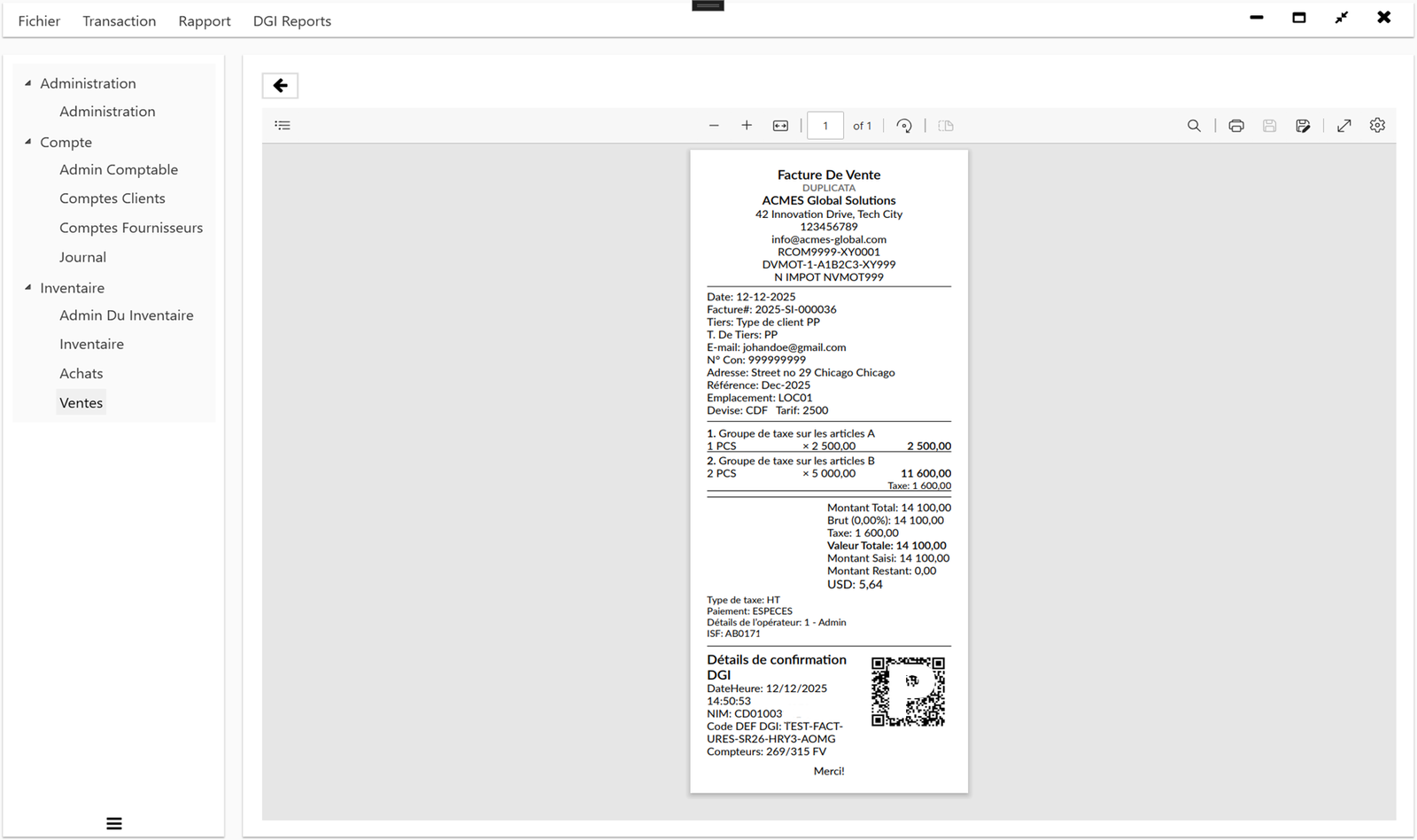 Profit Ease Pro Capture d'écran 12 - ProfitEasePro ERP - DRC Invoice Normalization